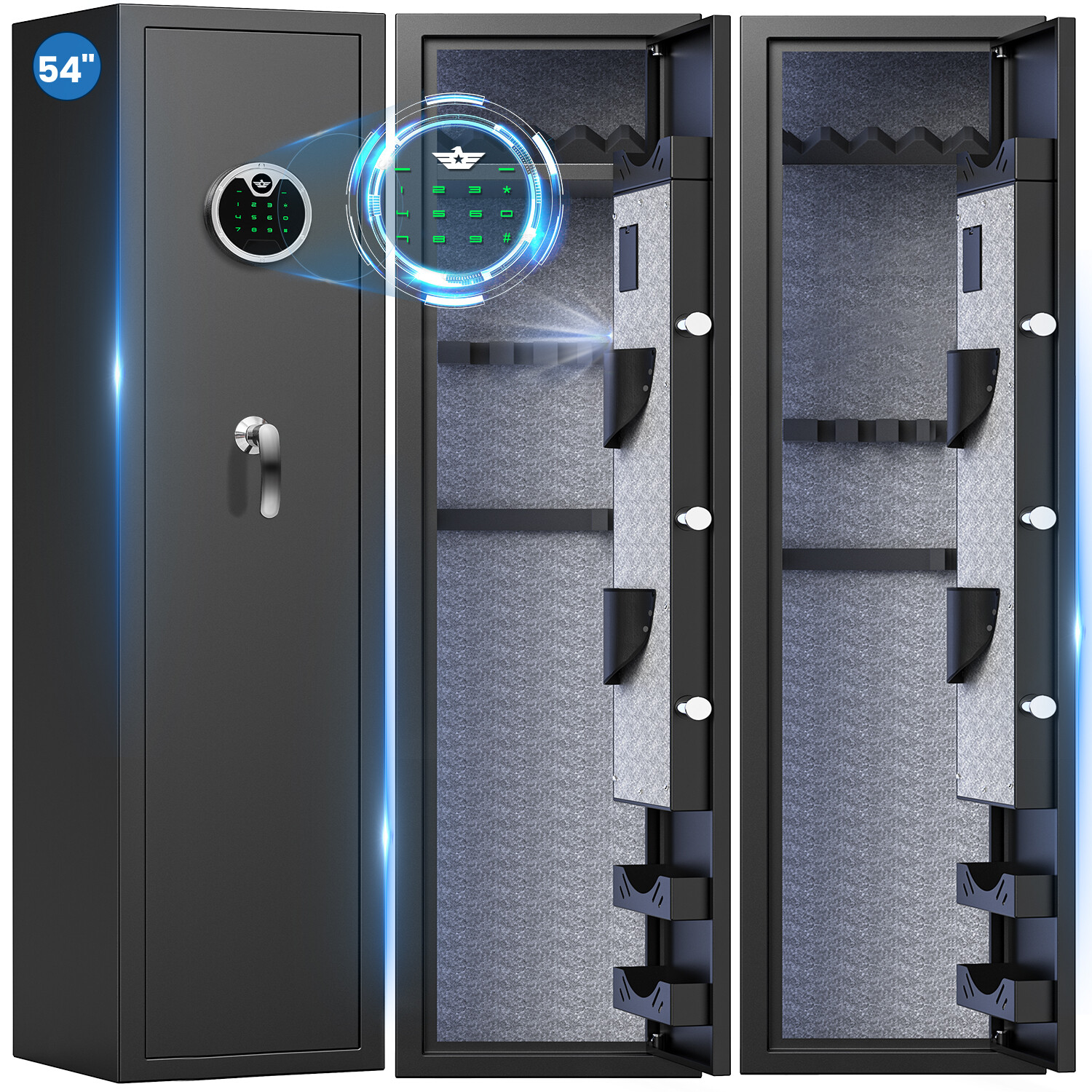 Large Safe Digital Gun Rifle Safe, Shotgun Safe with Removable Shelf & Gun Rack