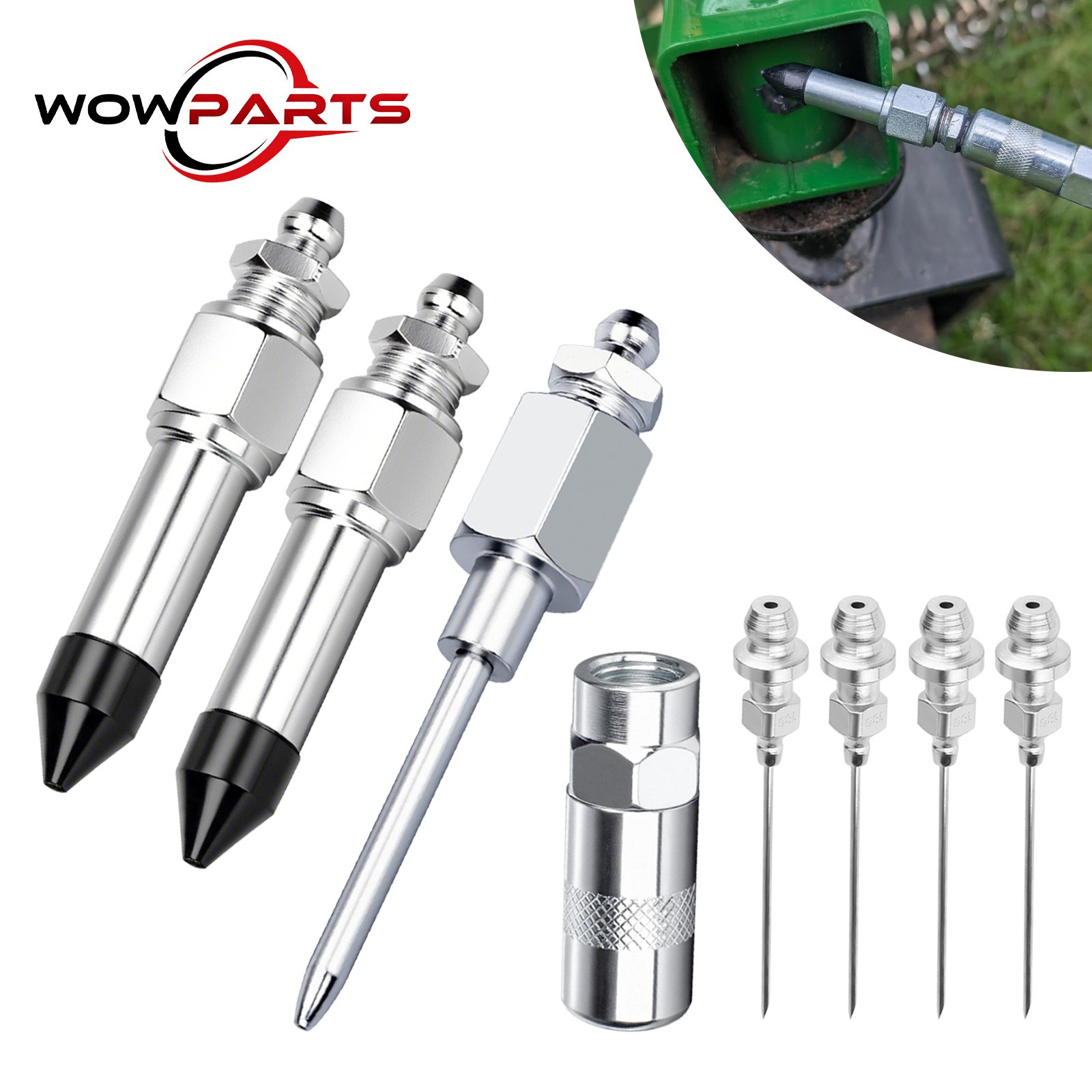 9PCS Grease Gun Needle Tip Kit Auto Bearing Needle Nozzle Fitting Injector Tool