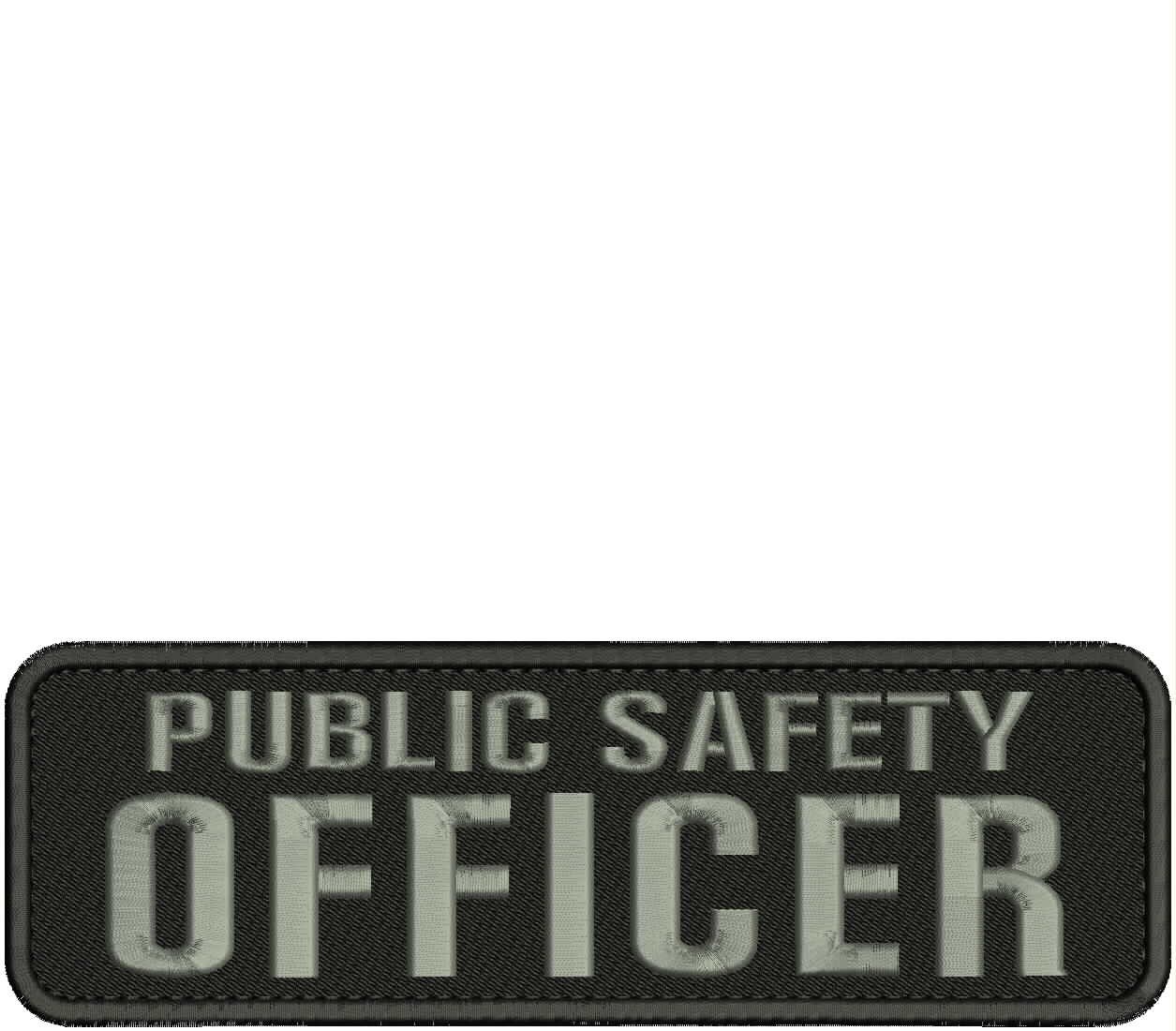 Public Safety Officer EMBROIDERY PATCH 3x10 HOOK ON BACK gray on BLACK