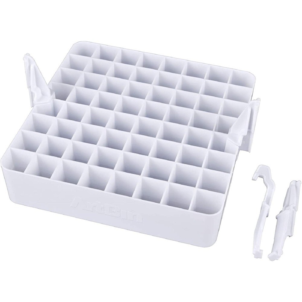 Plastic Storage Tray Holds 64 Pens Pencils Markers Brushes White Organizer Box