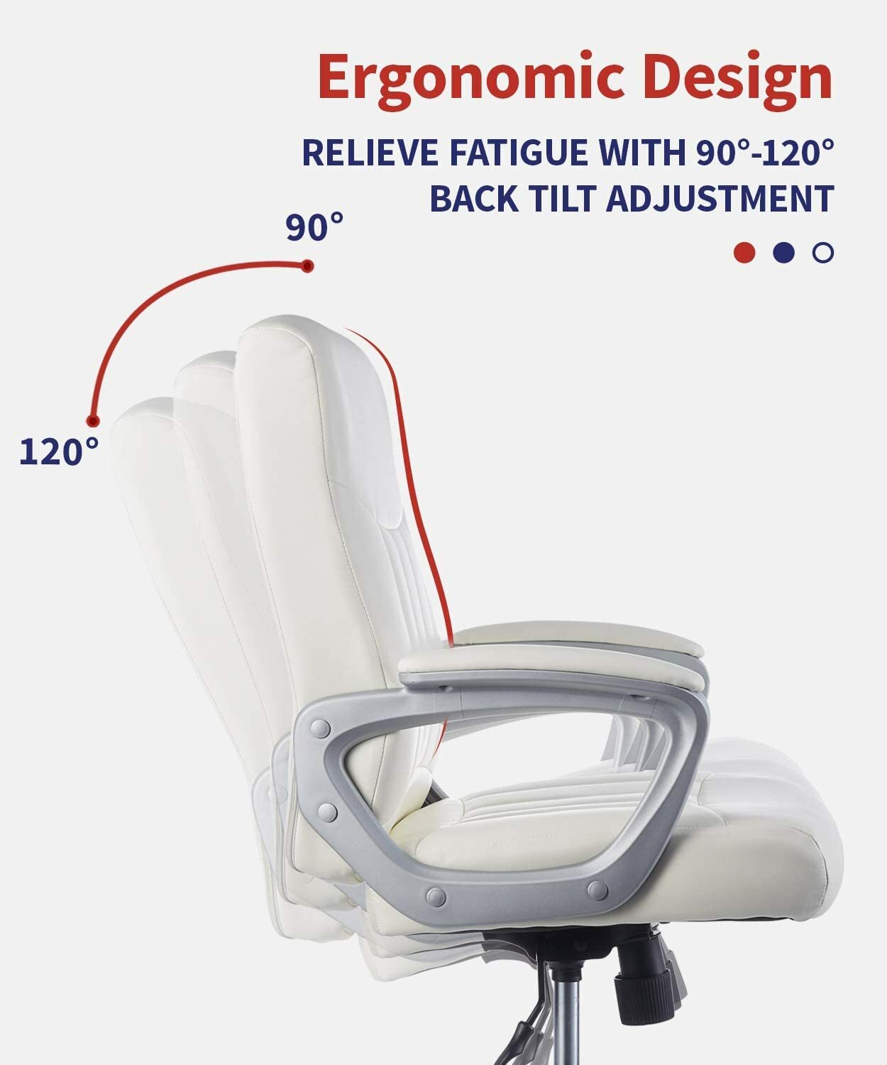 CLATINA Office Executive Chair Ergonomic Swivel PU Leather Armrest Computer Home
