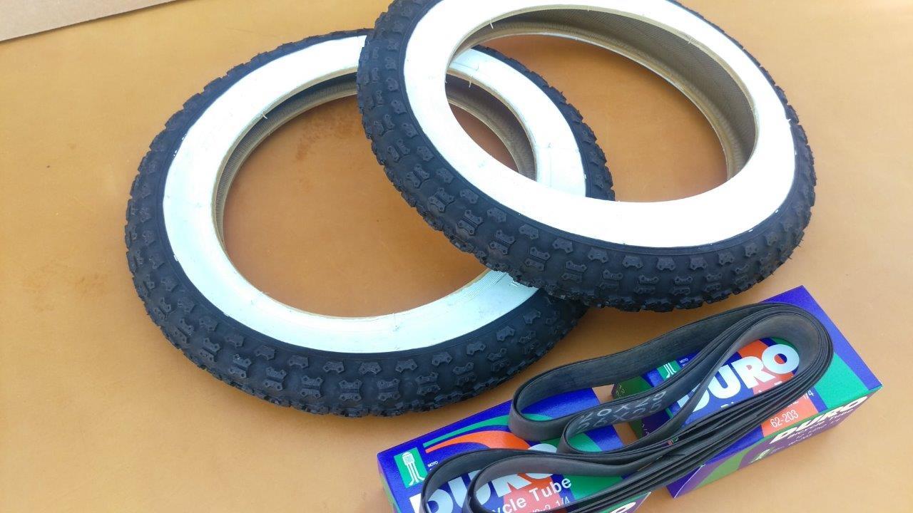 Kids *NEW* Bicycle Tires and Tubes 12 1/2x 2 1/4 White Wall Comp lll Style BMX