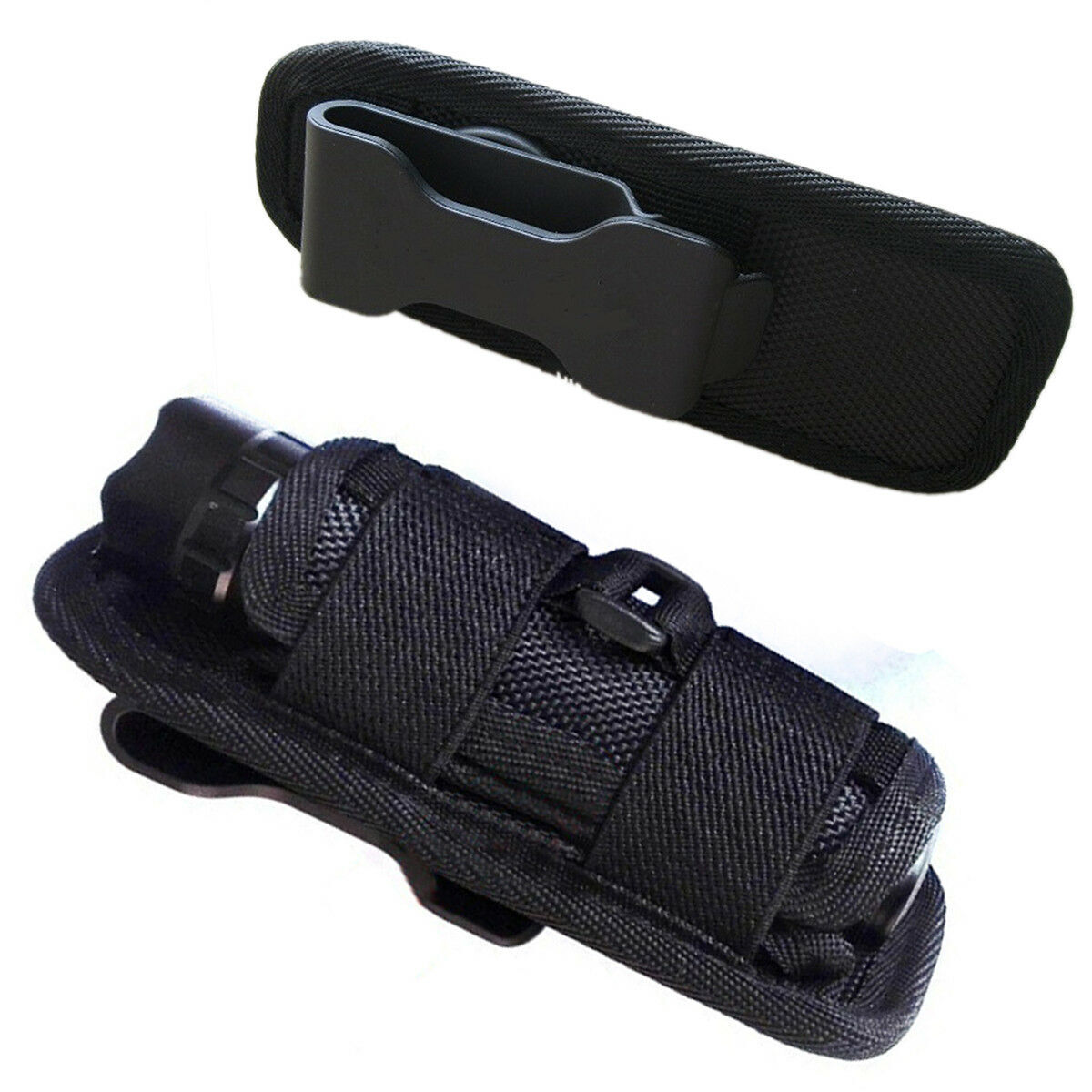 Tactical Flashlight Holster Duty Belt Pouch Rotatable Clip 360 Degree Holder US