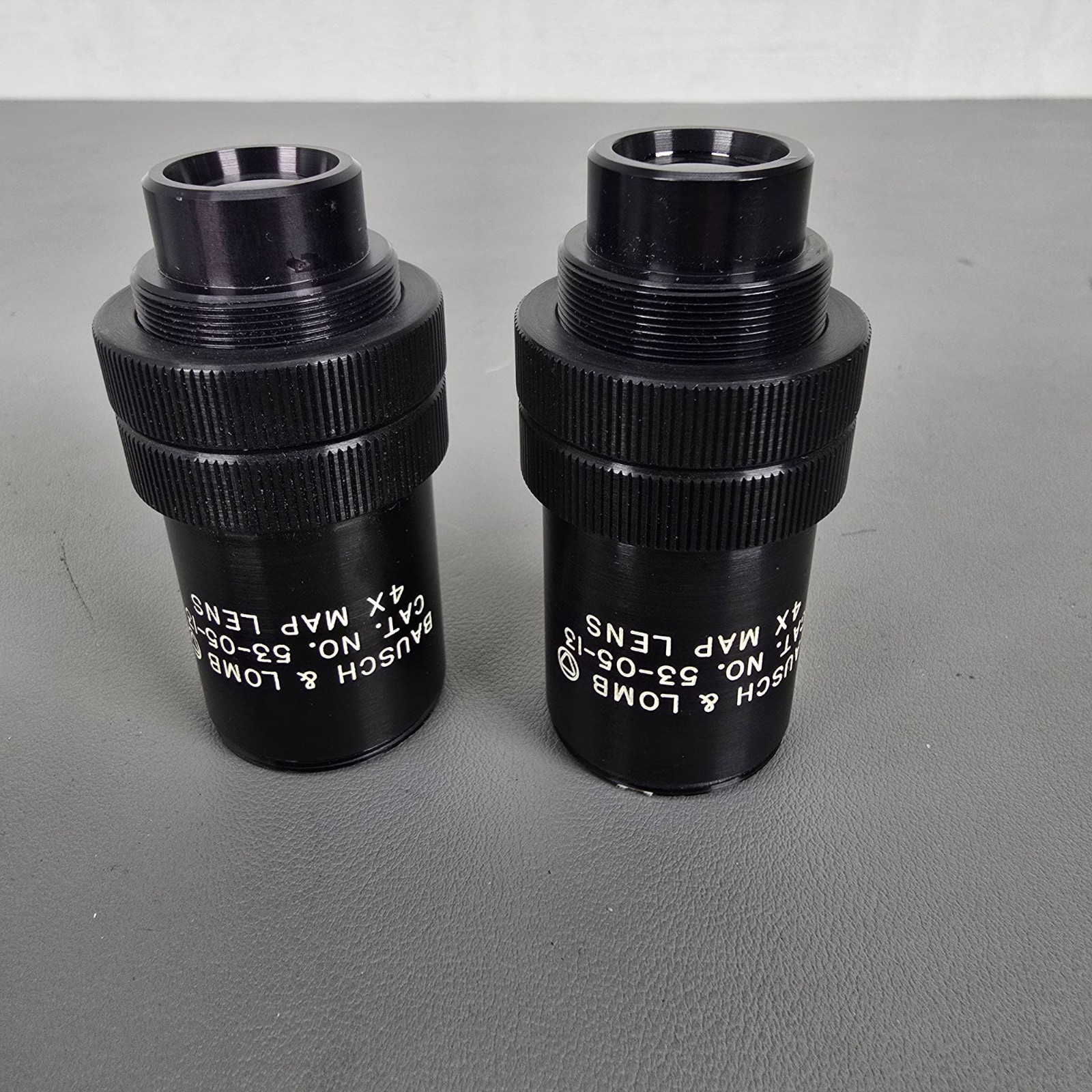 2 Bausch & Lomb 4X Map Lens Cat. No. 53-05-13 Black Precision Optical Microscope