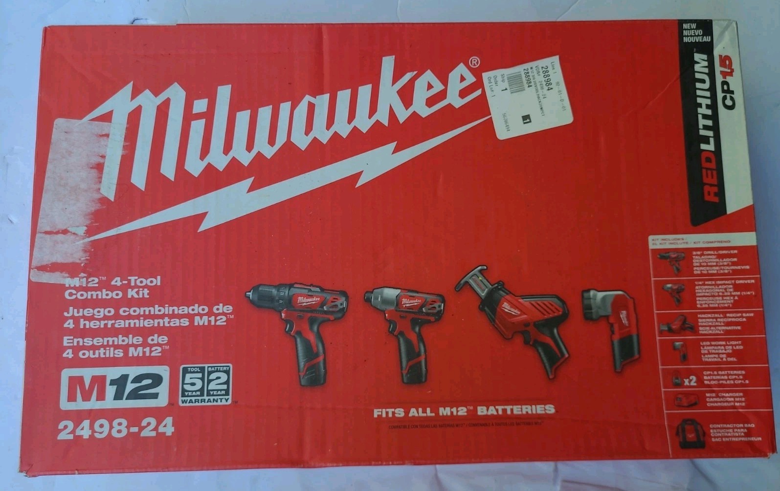 Milwaukee M12 4-Tool Combo Kit 2498-24