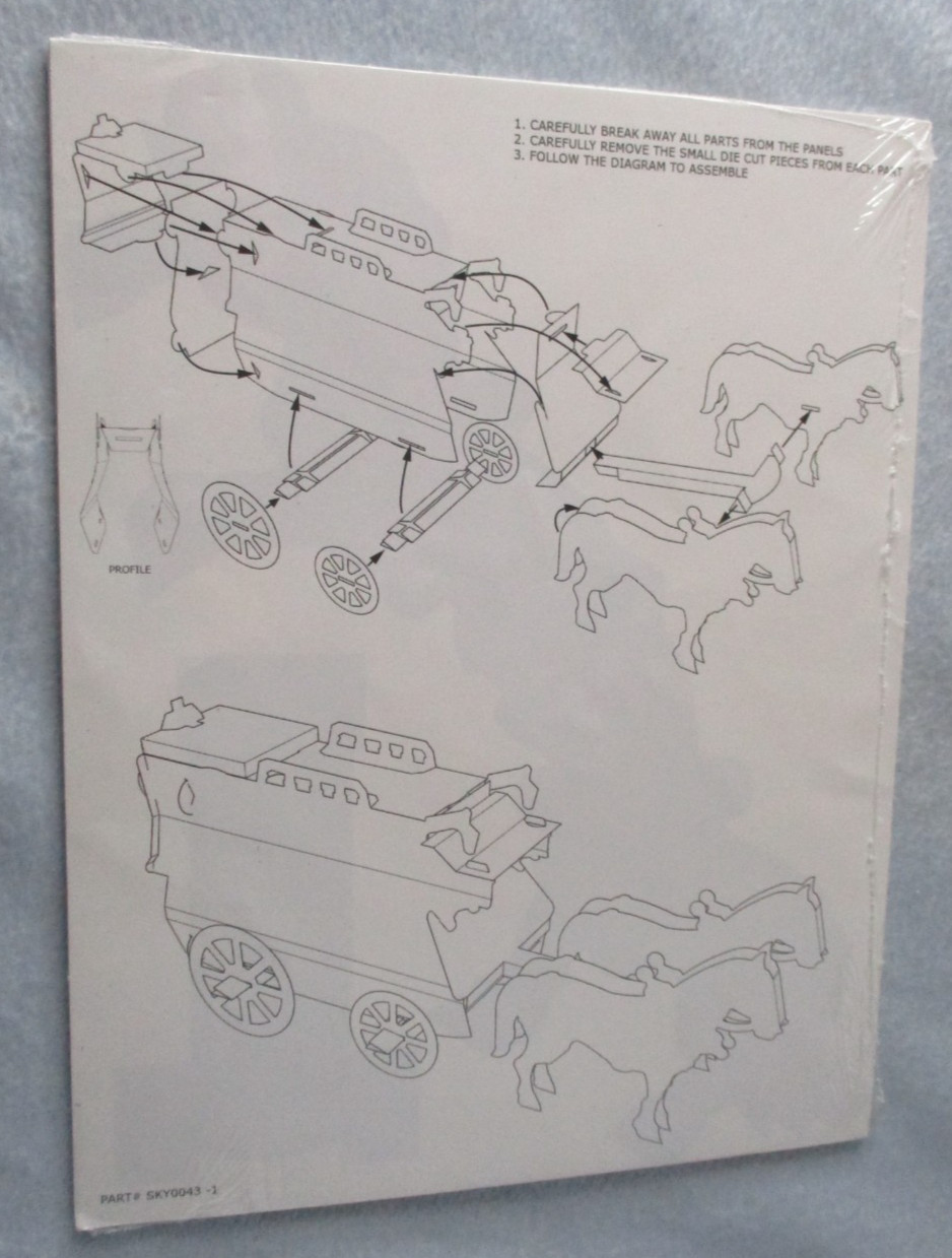 Video Game Insert Medieval Wood Wagon & Horses Cardboard Buildable Model New