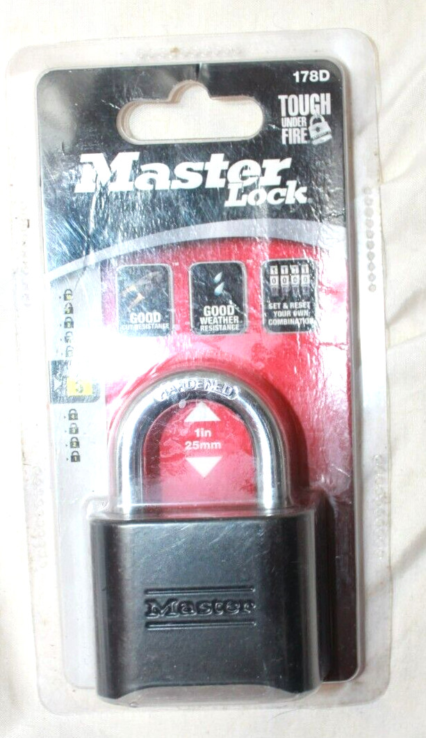 Master Lock Set-Your-Own Combination Padlock, Die-Cast, Black #178D,No 178D -NIB