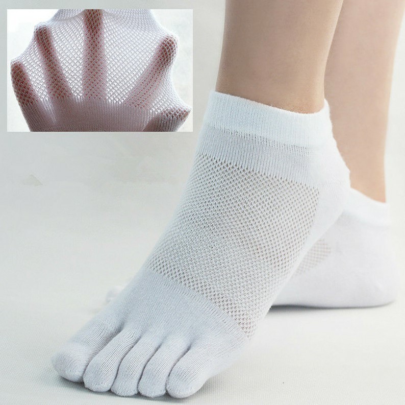 6 Pairs Low Cut Five Finger Toe Ankle Casual Sport Men Combed Cotton Socks 10-13