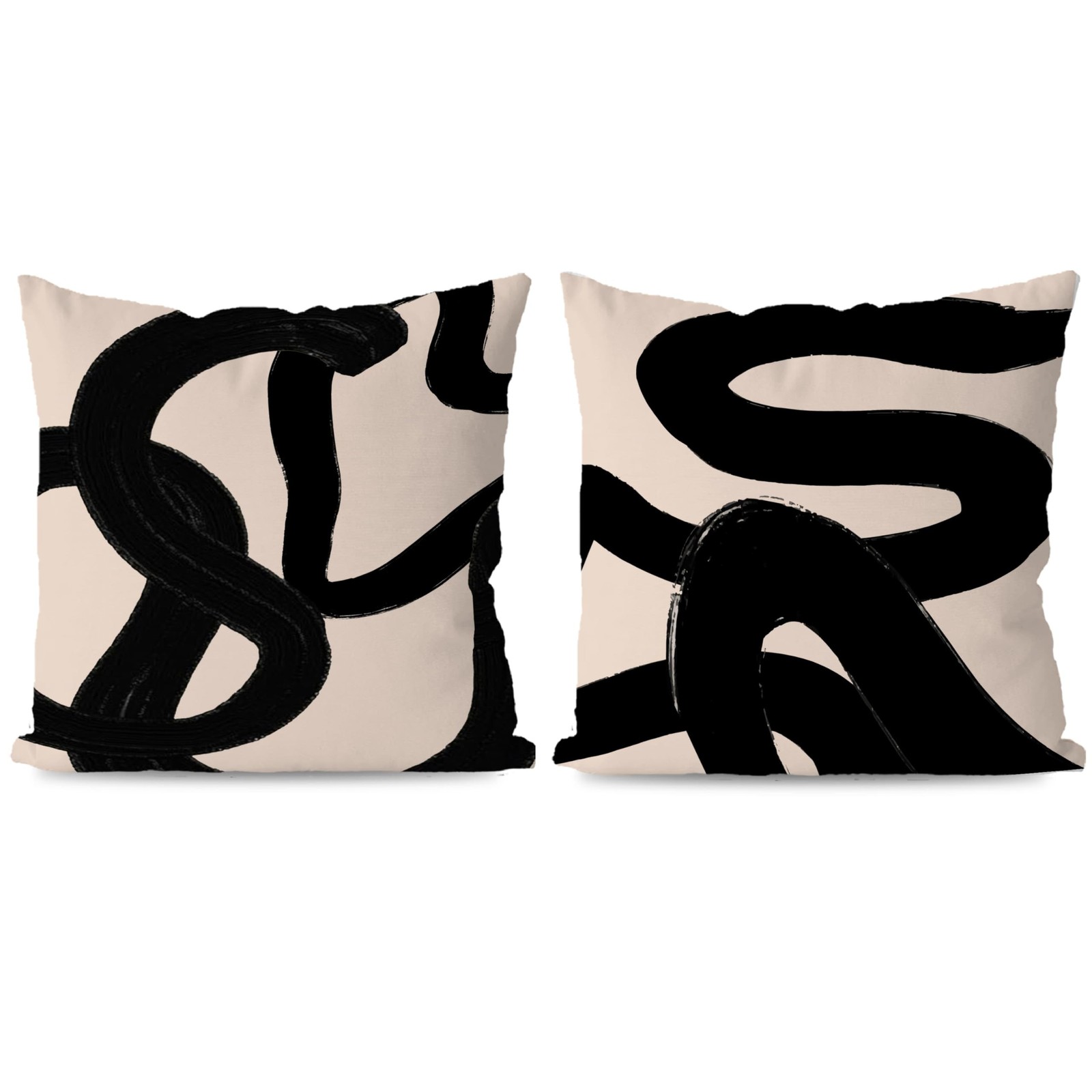 KEUSPI Black and Beige Throw Pillow Cover 22x22 Modern Abstract Neutral Pillo...