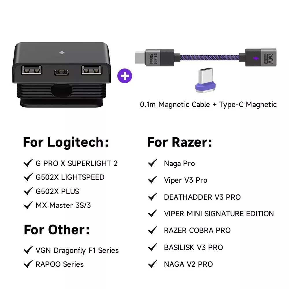 Gaming Mouse Magnetic Type-C Charging Dock For Logitech LIGHTSPEED/G502X PLUS