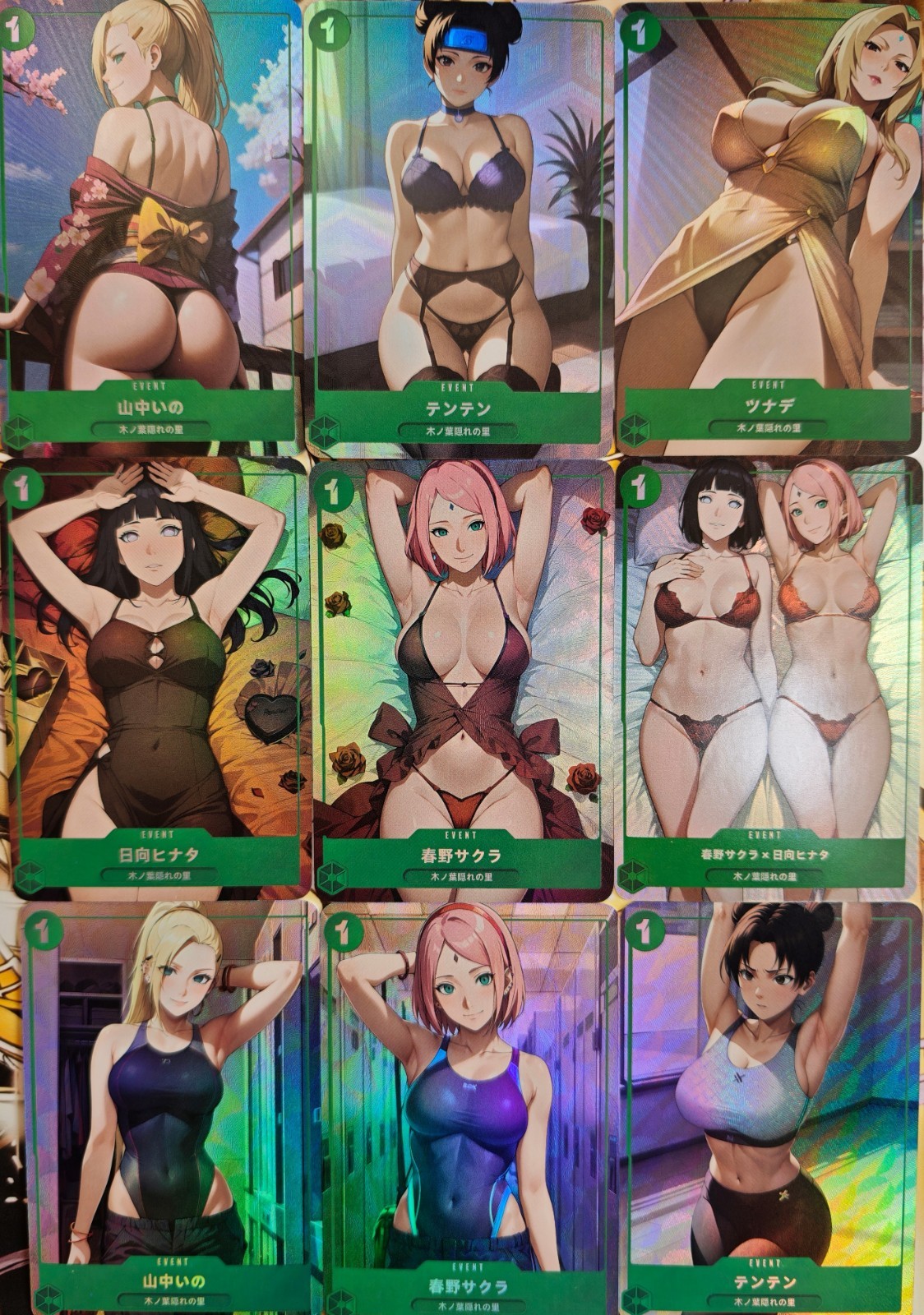 ‌Hyuga Hinata Haruno Sakura Yamanaka Ino Tenten Tsunade Waifu Doujin 9 Card Set