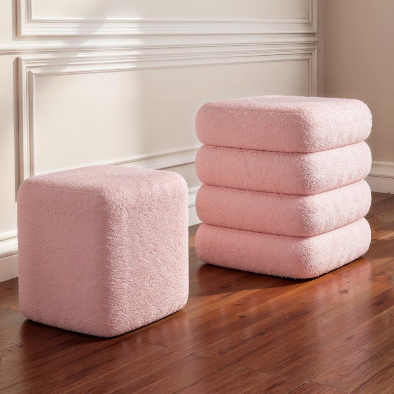 2-Piece Heavy-Duty Nesting Storage Ottoman Set, 440LBS Capacity Square