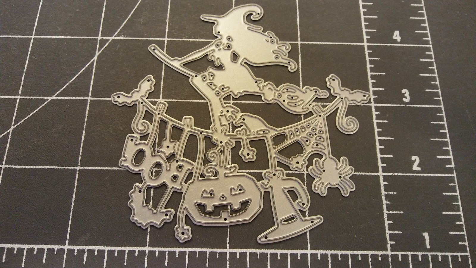 Universal Die Cut Tool Thin Metal Emboss Halloween Wicca Witch broom spider boo