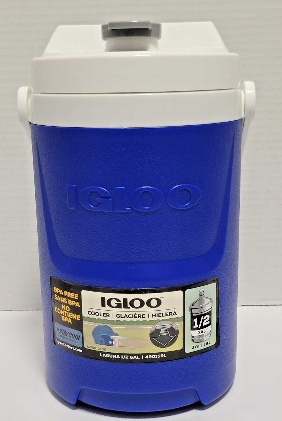IGLOO Laguna 1/2 Gallon Sports Water Jug NEW! FREE SHIPPING! BLUE with WHITE TOP