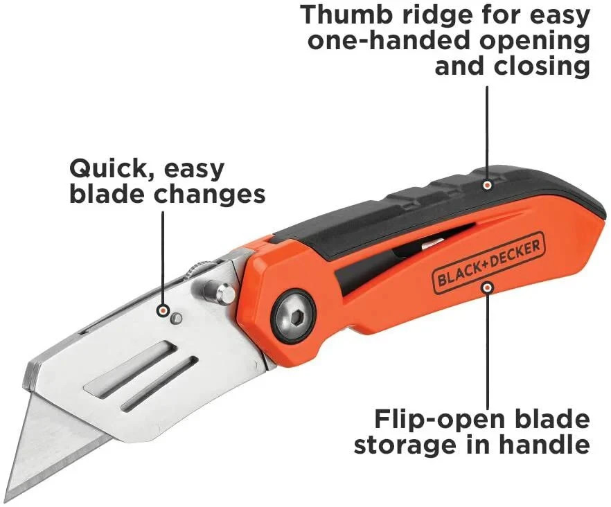 Folding Box Cutter (2-pack) Utility Pocket Knife with Blade Storage BDHT10002RP