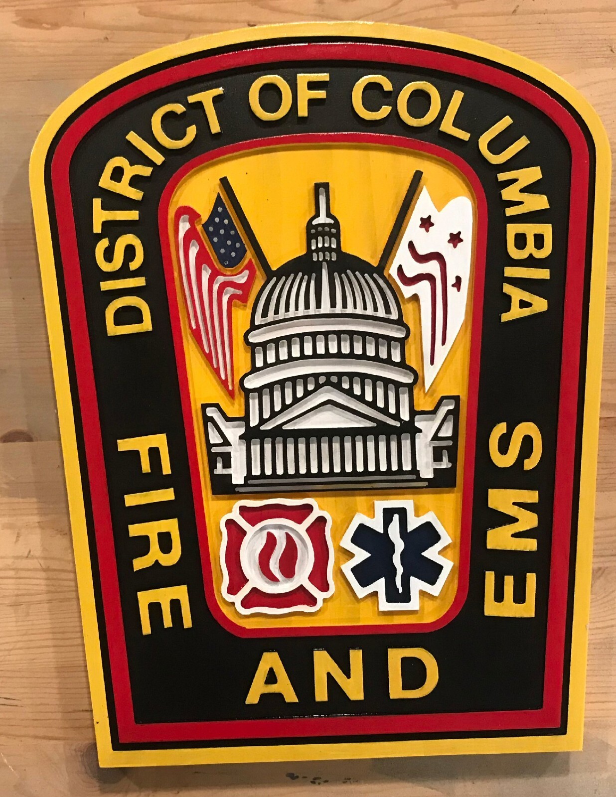 Fire Department District of Columbia 3D routed patch plaque sign Custom