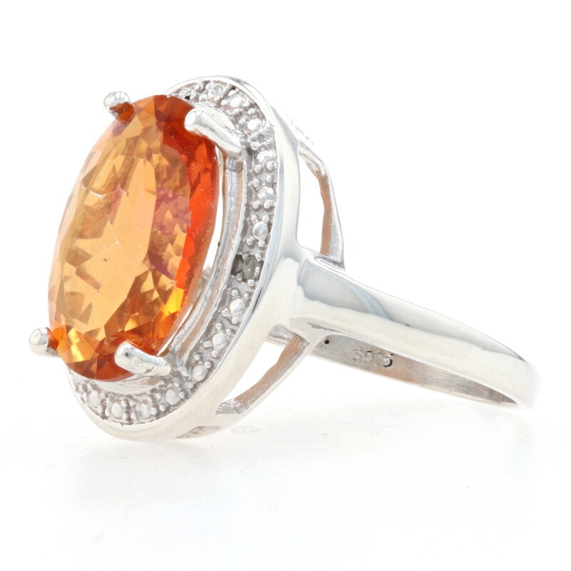 NEW Azotic Topaz & Diamond Ring - Sterling 925 Oval 5.01ctw Halo-Inspired