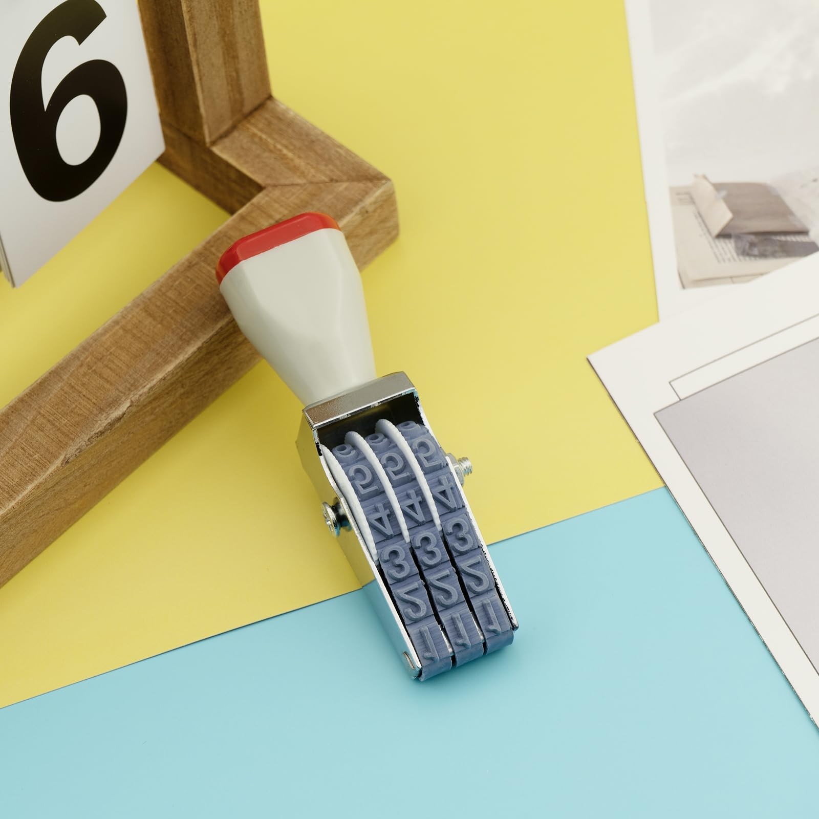 3 Digit Number Stamp by JPKTA,Rubber Changeable Office 3 Stamp, Grey