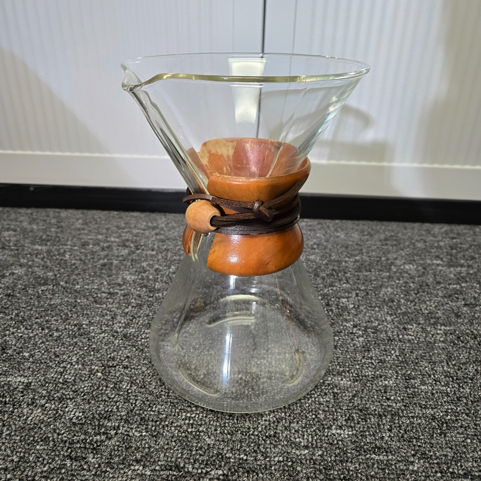 Vintage Chemex 8 Cup Coffee Maker Pyrex Glass Pour Over Wood Collar MCM USA Made