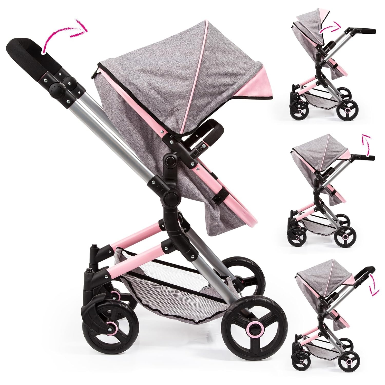 Coche Para Bebes Cochecito Para Niños Convertible Reversible Bassinet Pram Pink
