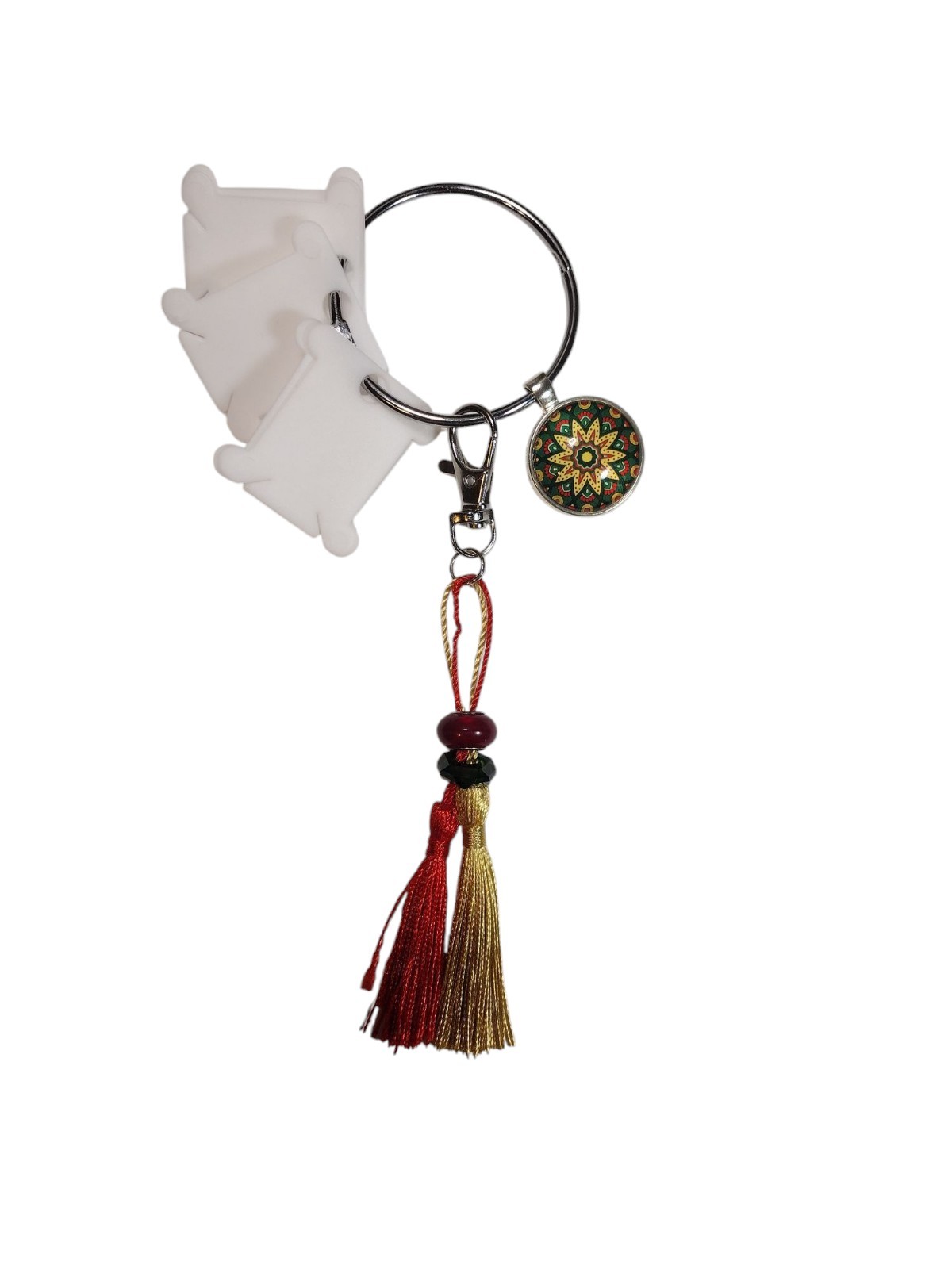 Floss keeper Scissor Fob zipper pull  cross stitch thread organizer bling ring