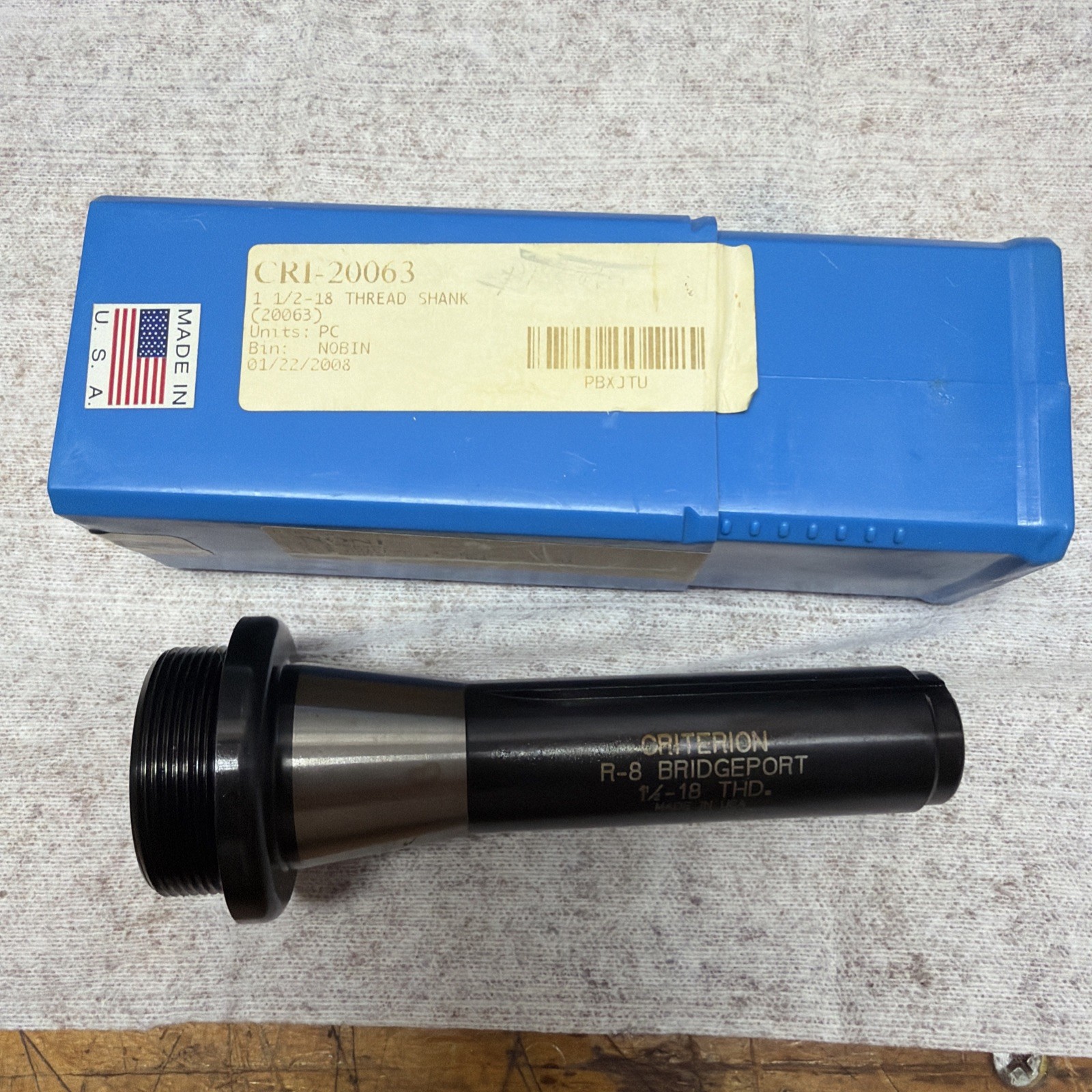Criterion R-8 Bridgeport Shank 1-1/2-18 Thread Boring Adapter