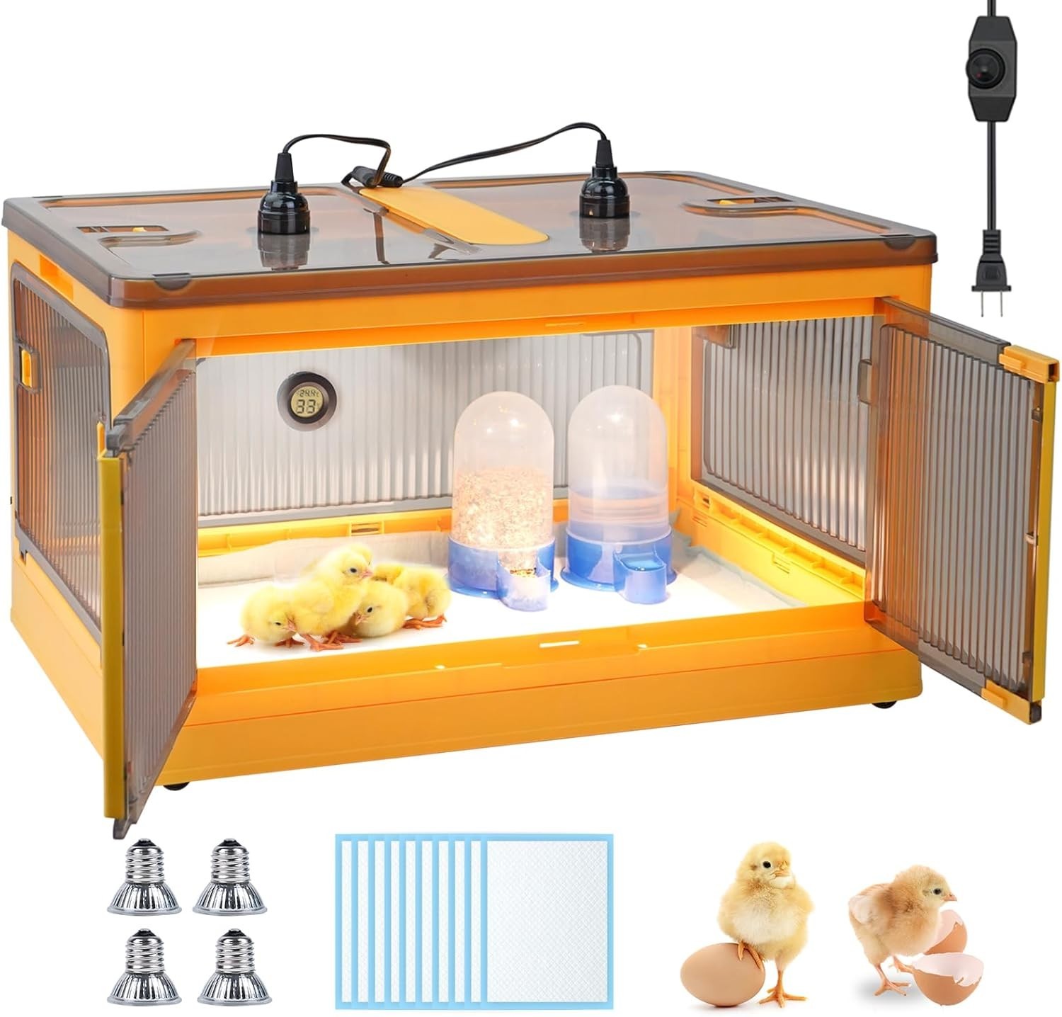 Chicken Brooder Box for Chicks Brooder Heater Chicks w/ Thermometer for 20 Ducks