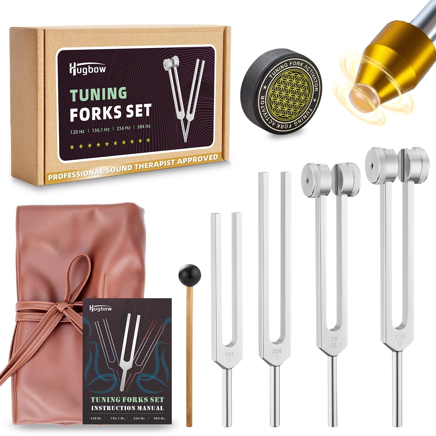 Tuning Forks for Healing, Aluminum Alloy Tuning Fork 128Hz, 136.1Hz, 256Hz, 3...