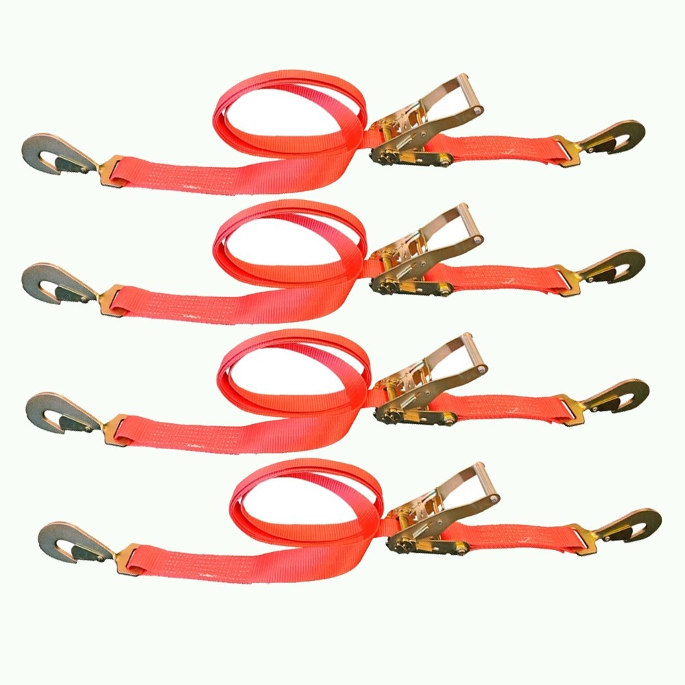 4PK 2" x 12' Ratchet Strap Tie Down w/Twisted Snap Hooks WLL 3333lbs for Trailer