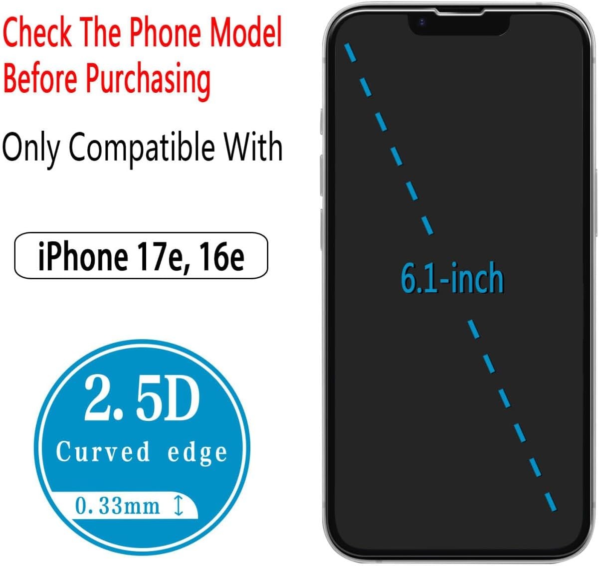 2 Pack) Screen Protector for iPhone 17e / iPhone 16e Tempered Glass, Anti