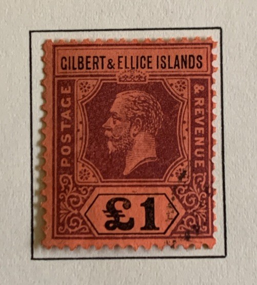 British Commonwealth GILBERT&ELLICE ISLANDS 1924 KGV £1 SG#24 Fine Used
