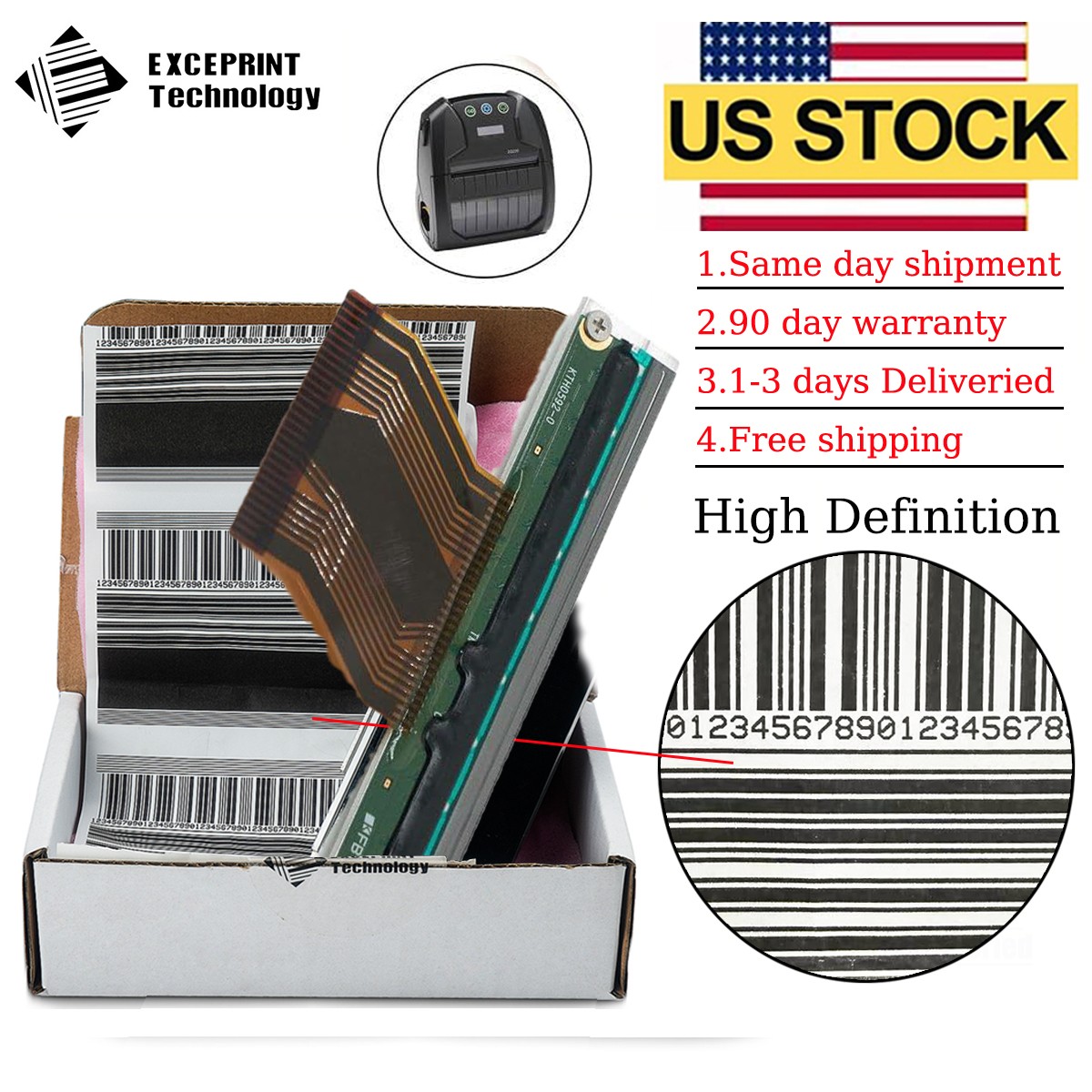 ✅ Printhead w/ Flex Cable for Zebra ZQ120 203dpi Printer PN:P1063586 USA STOCK ✅