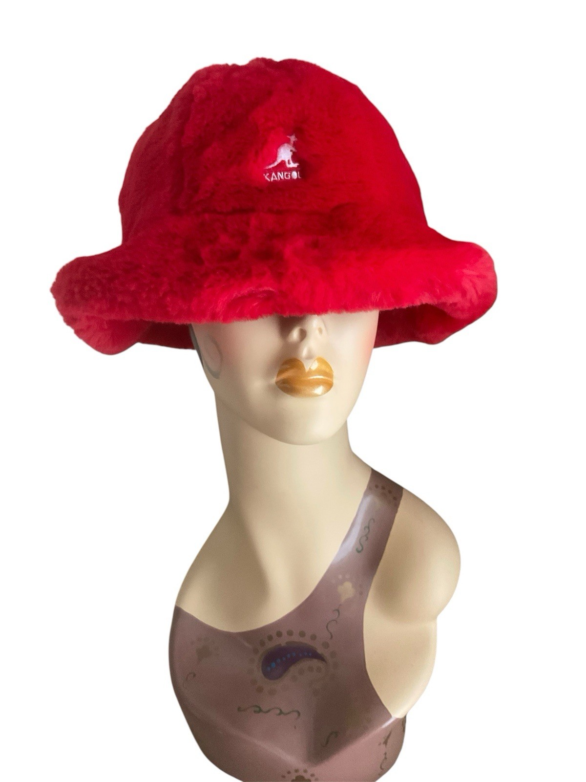 KANGOL Bucket Hat (Faux Fur) Red, Size S