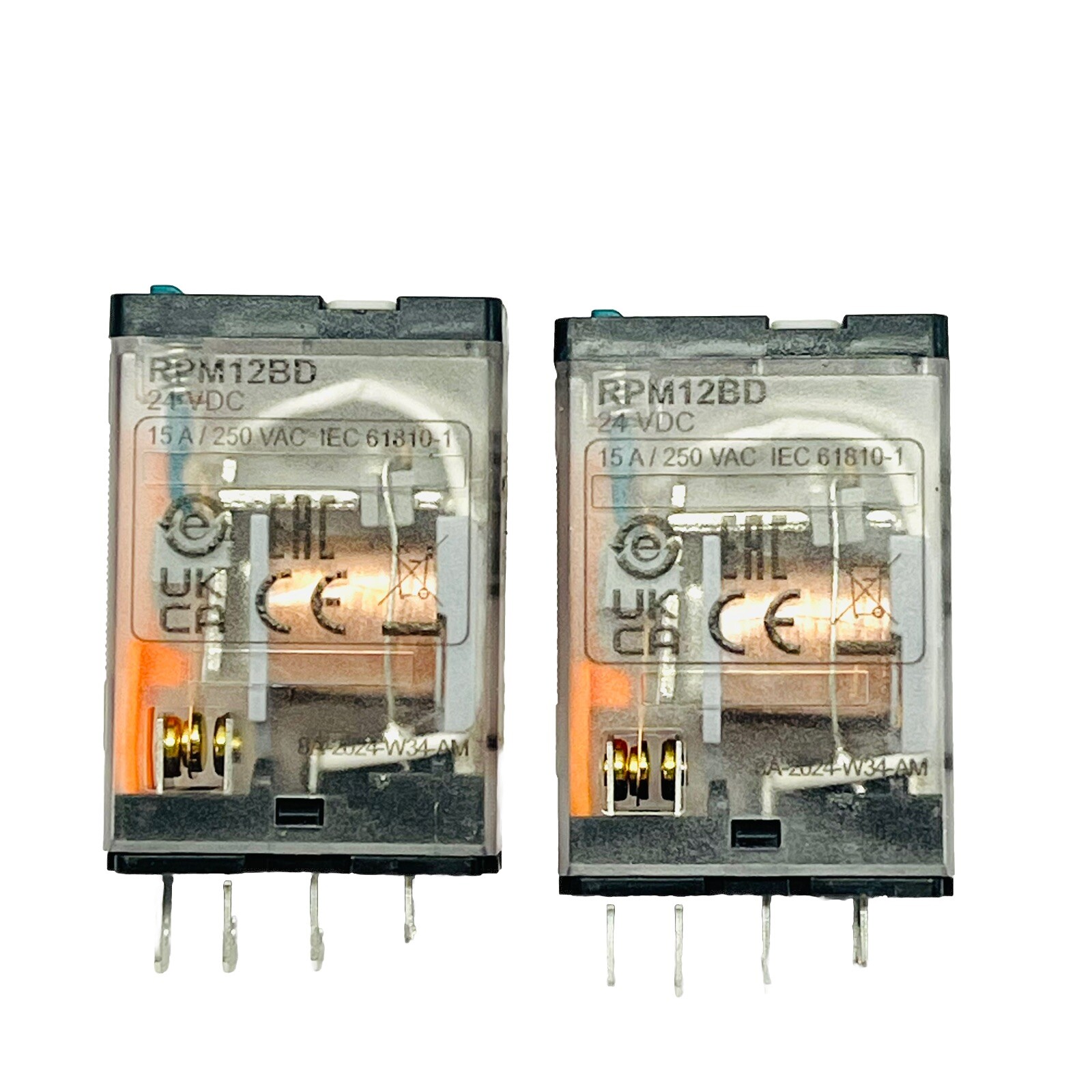 2 PK SCHNEIDER CUBE RELAY RPM12BD 24 VDC 15 AMP