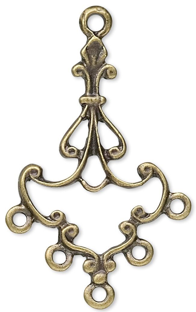 10 Antiqued Brass Plated Pewter 37x23mm Fancy Focal Earring Connectors *