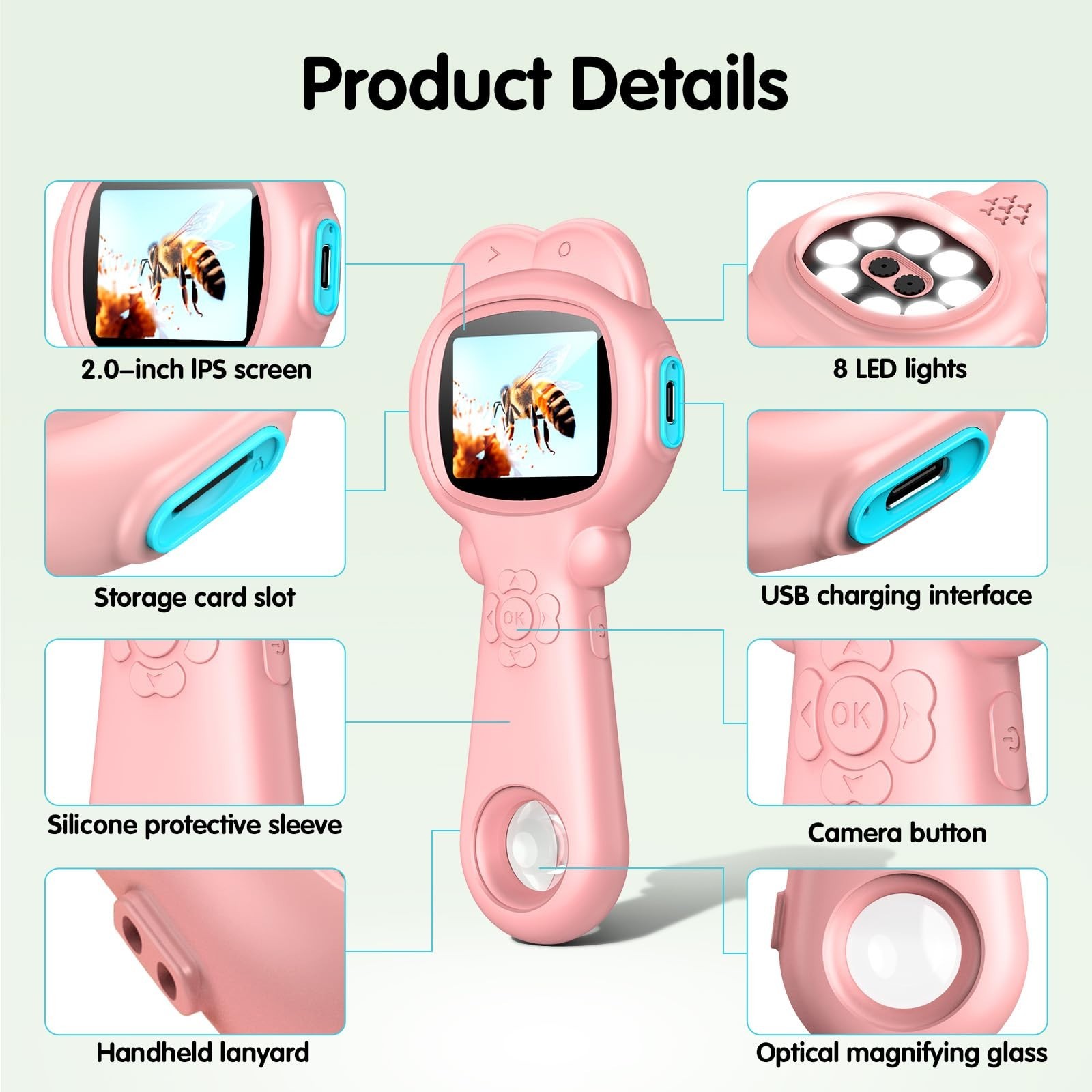 Microscope for Kids, Mini Portable Handheld Microscope with 500X Magnification,