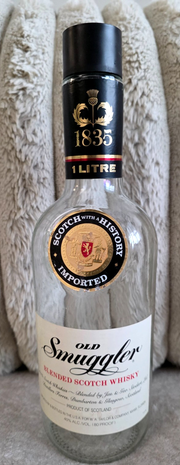 1970s Old Smuggler Empty Blended Scotch Whisky Bottle RARE.