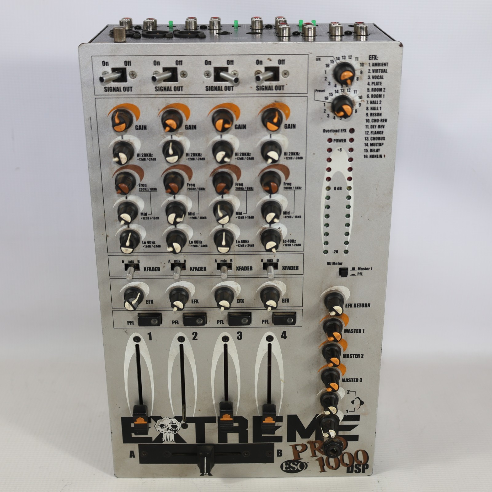 ESO Extreme Pro 1000 DSP Analog 4 Channel DJ Mixer UNTESTED AS IS MISSING SLIDER