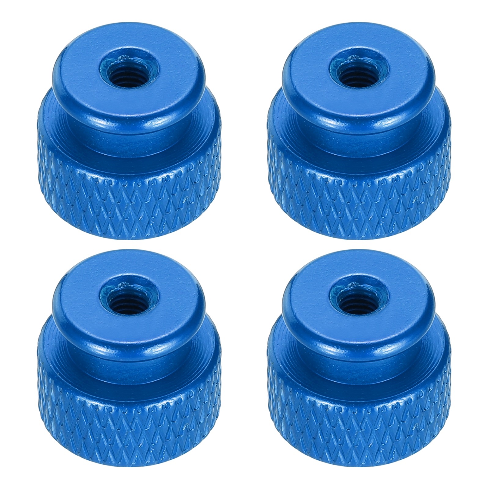 4pcs Knurled Thumb Nut, M3 12mm OD 10mm Height Aluminium Alloy Gem Blue