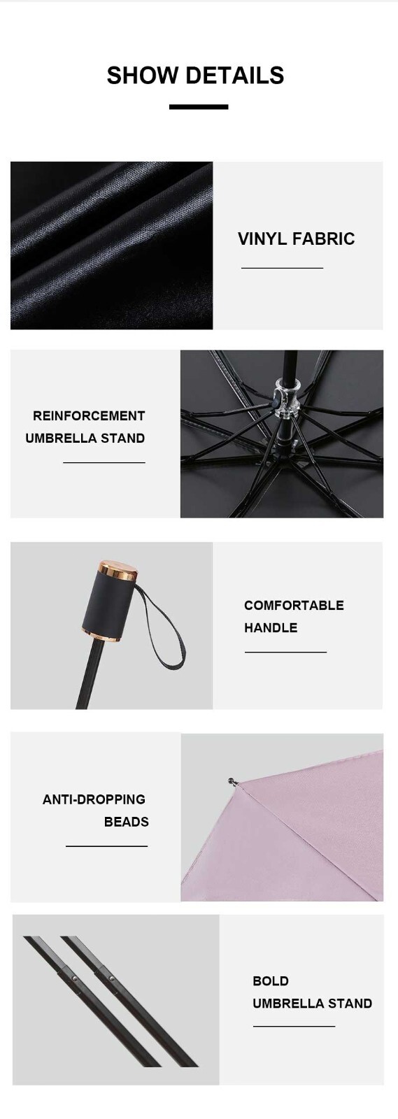 Automatic Umbrella Anti-UV Sun/Rain Windproof 3 Folding Compact Umbrella