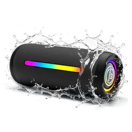 Altavoz Bluetooth portátil, altavoz inalámbrico impermeable IPX7, sonido Black