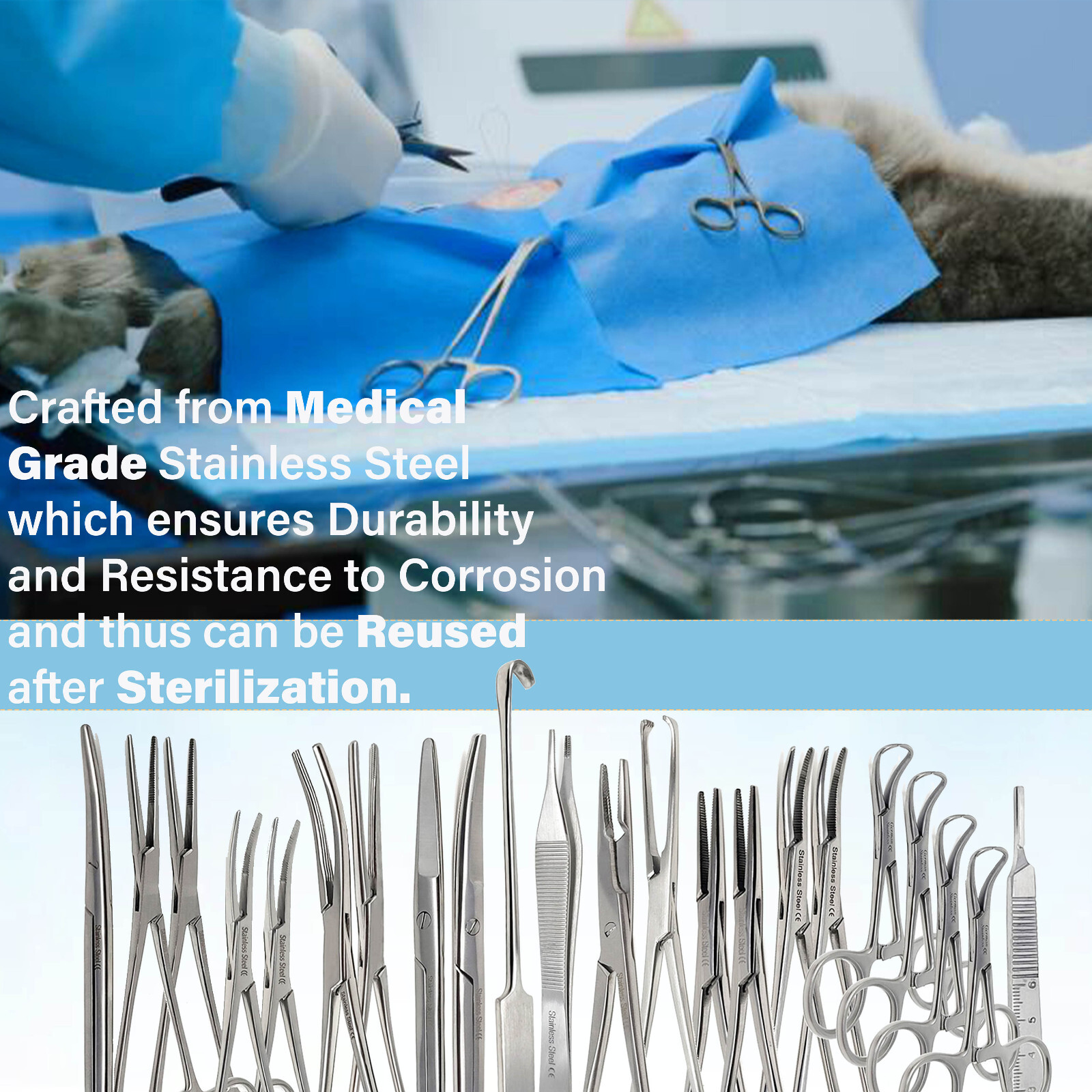 72 Pcs Bitch Spay Pack Kit Set Surgical Veterinary Instruments German Grade CE
