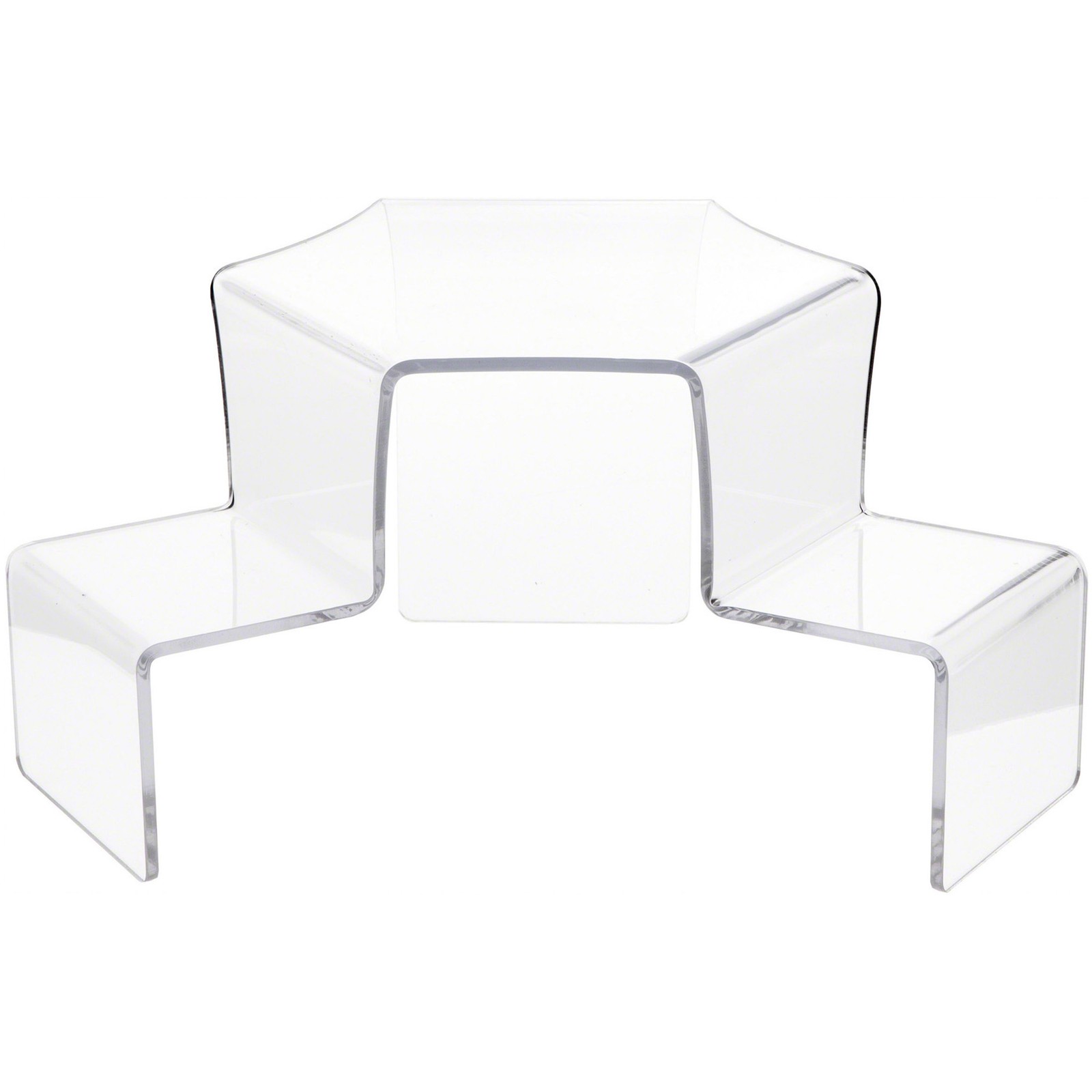 Plymor Clear Acrylic 2-Step, 2-Sided Stair Display Riser 6.5" H x 14" W x 10" D