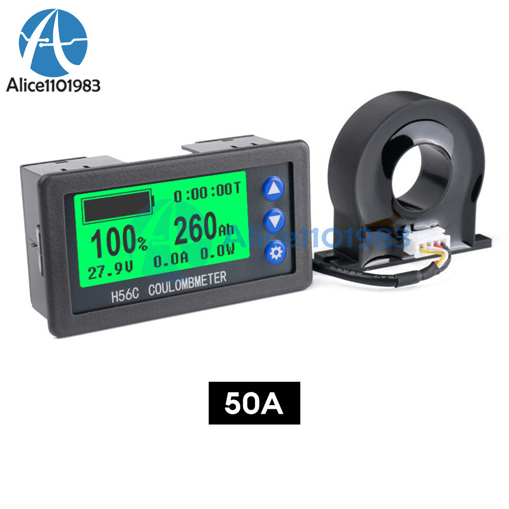 DC 9-100V 50-400A Battery Hall Coulometer Voltmeter Ammeter Coulomb Meter