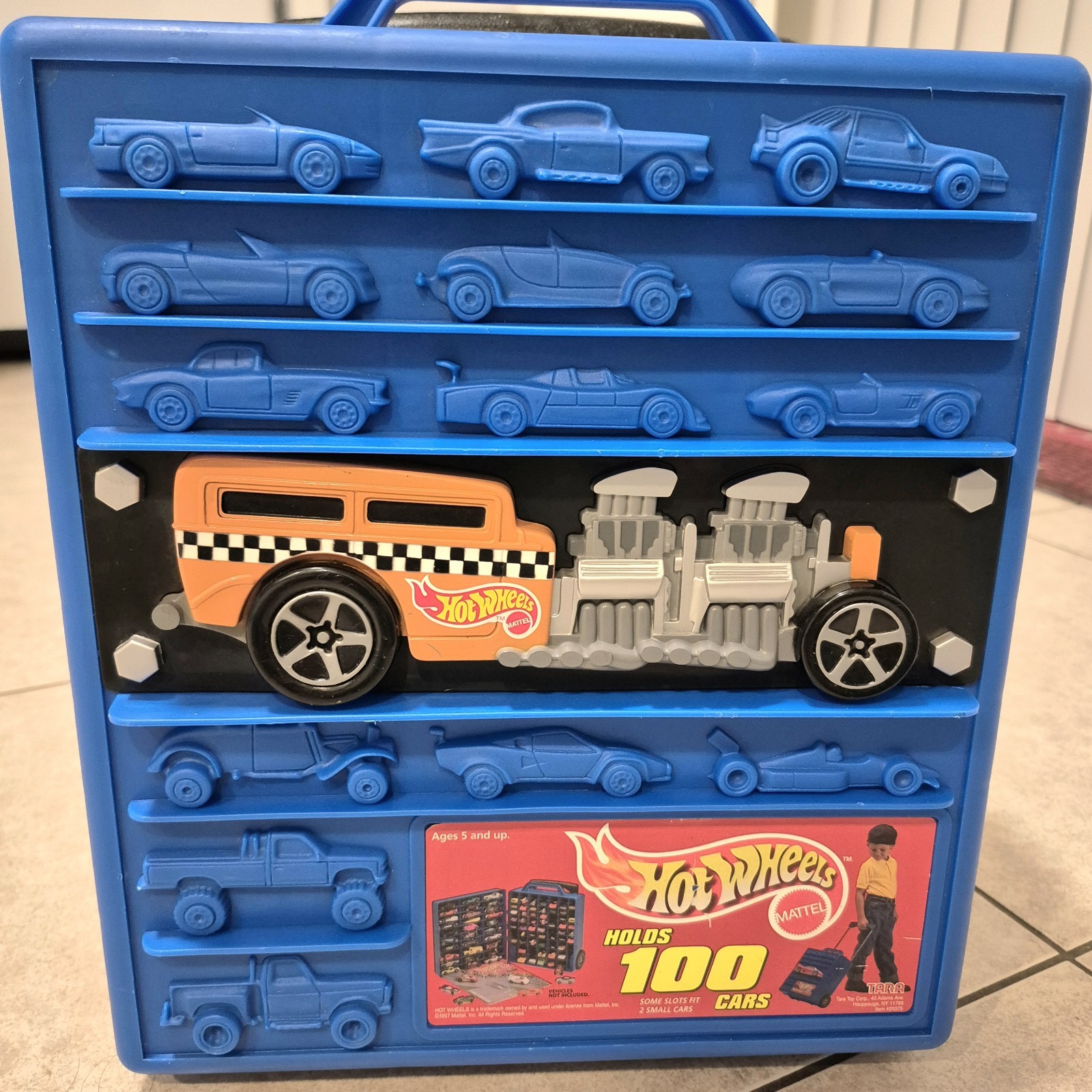 Tara Toy Corp Hot Wheels Rolling Carry Case Holds 100 Cars Blue/Black 1997