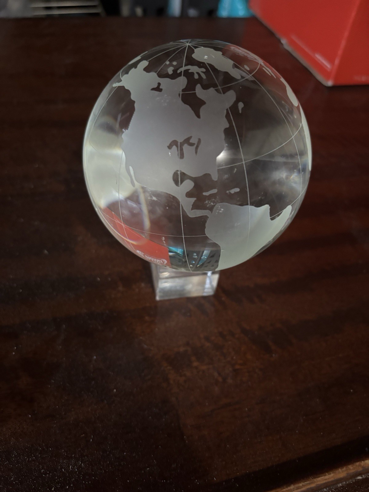 Clear Glass Globe 4 1/2 Diameter perfect condition comes with base FAST SHIPPING