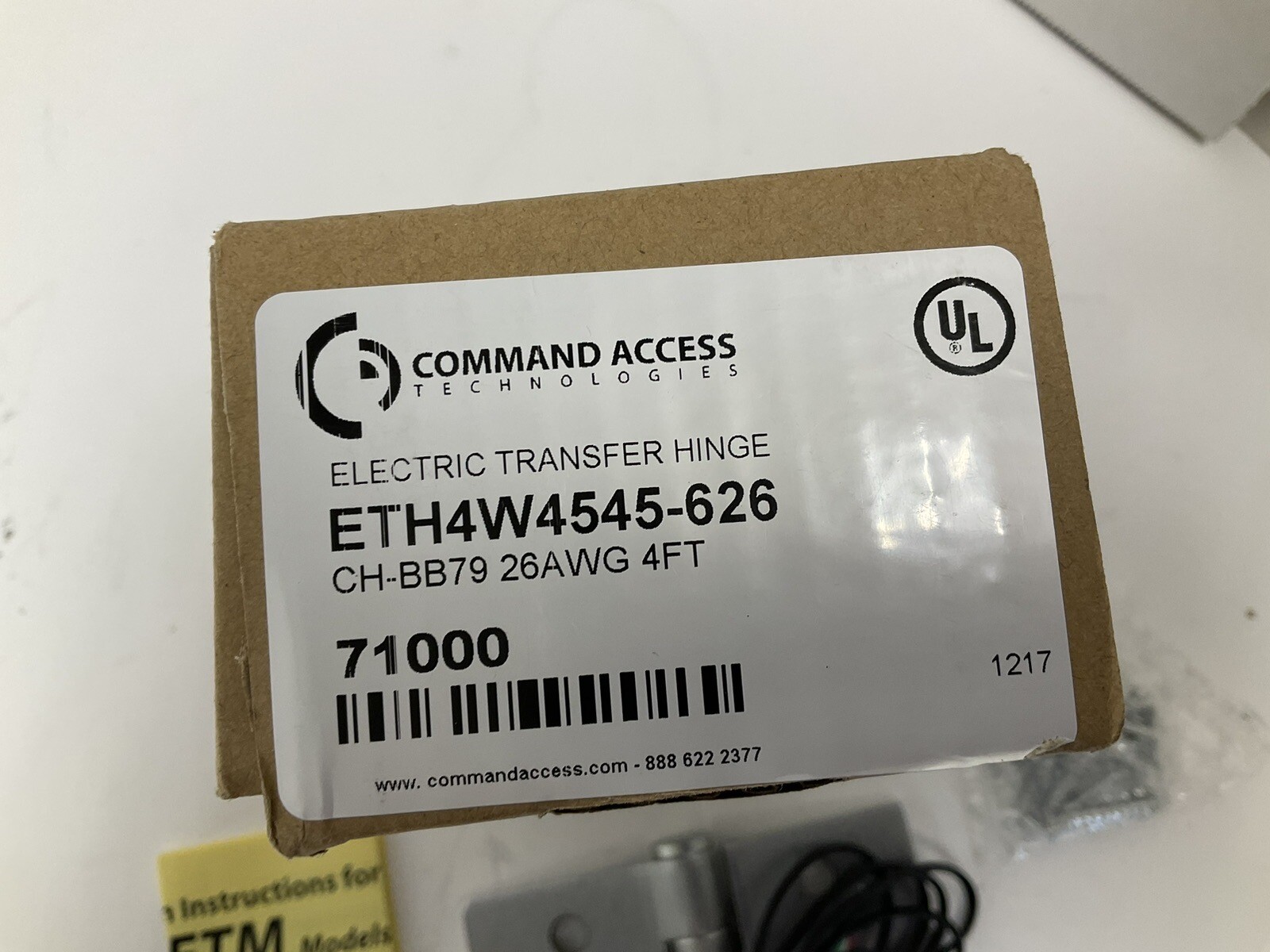 Command Access ETH4W4545-626 Electric Transfer Hinge CH-BB79 26awg 4ft 71000