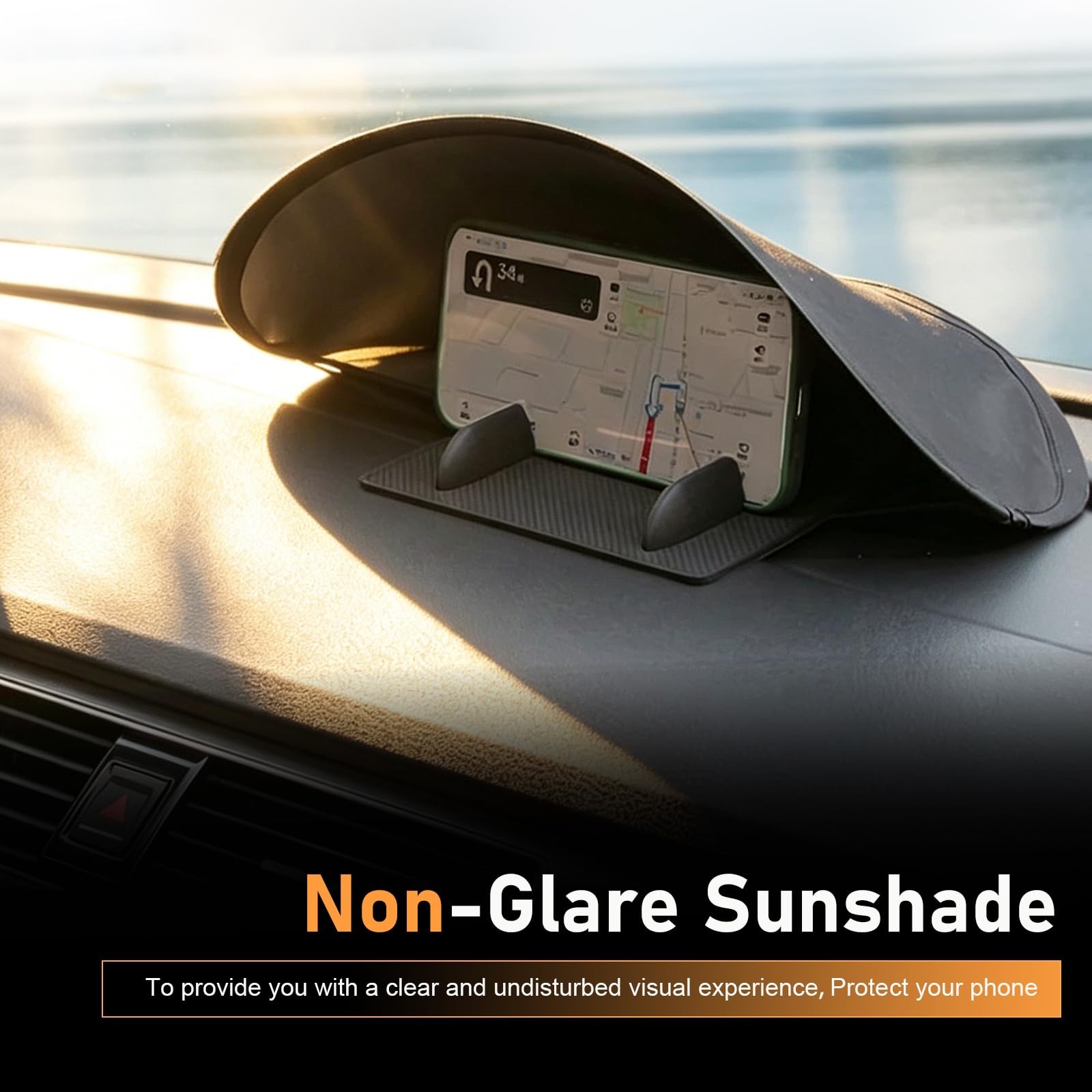 Teybouk Car Phone Sun Shade, Blocking Anti-glare Navigation Shield, Black