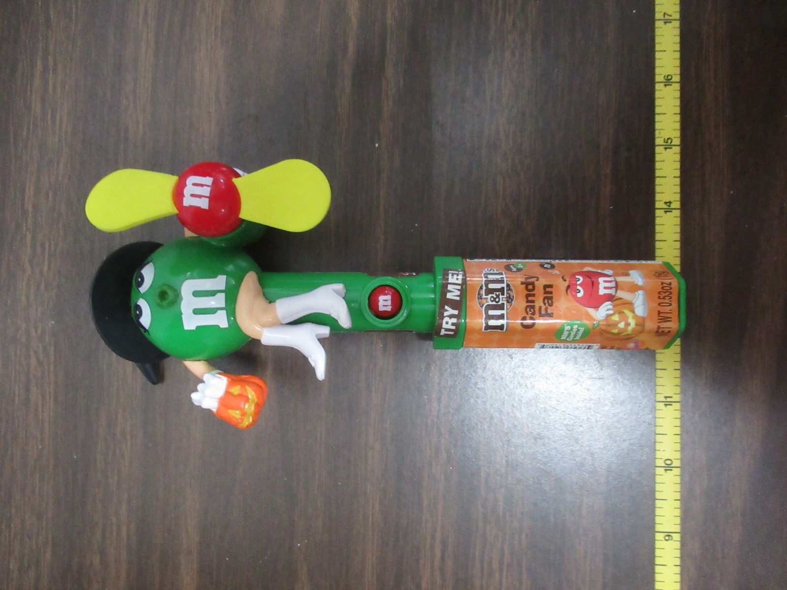 M&M Vintage Candy Dispenser green M&M with hat with fan NEW