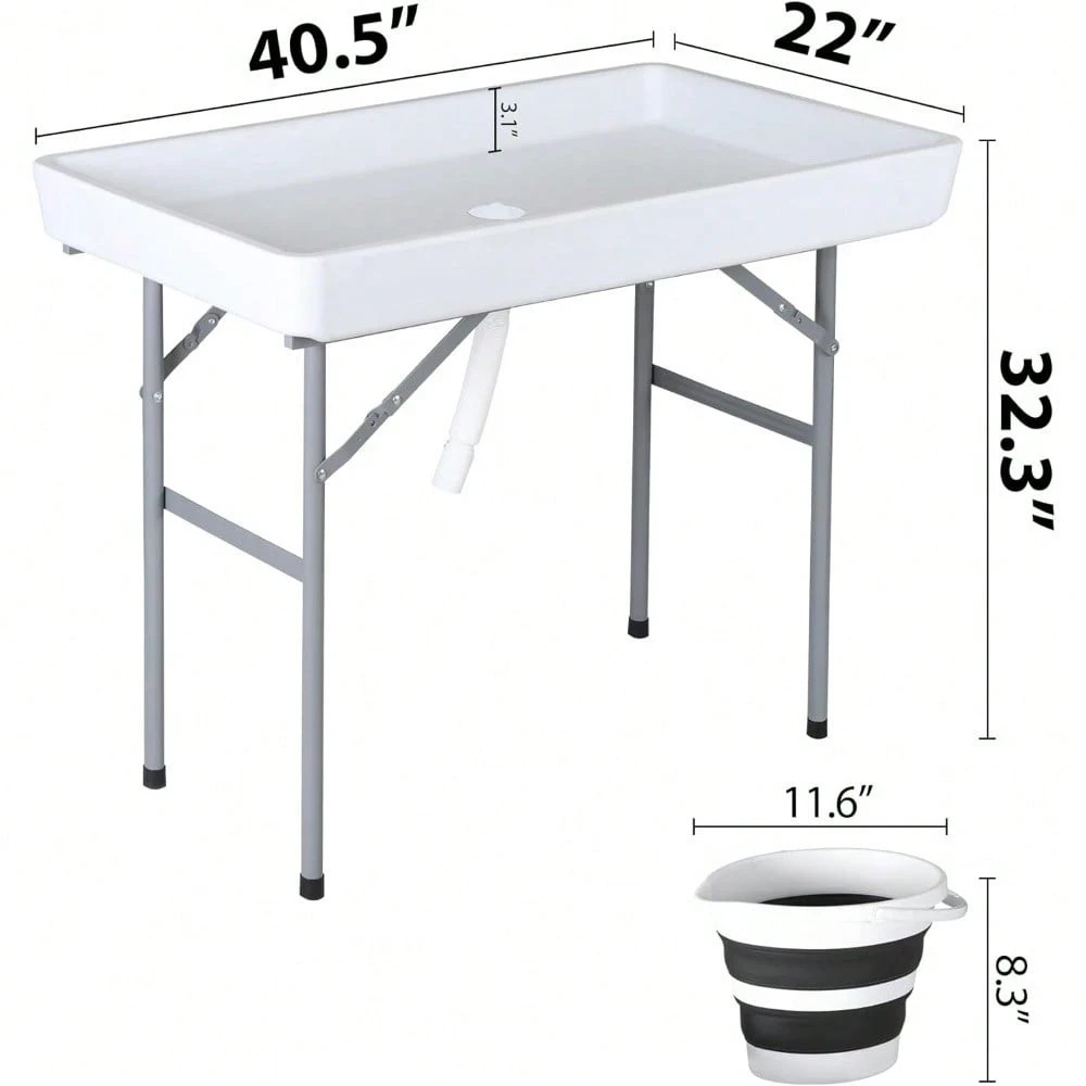 Folding Ice Cooler Table with Drain Hose